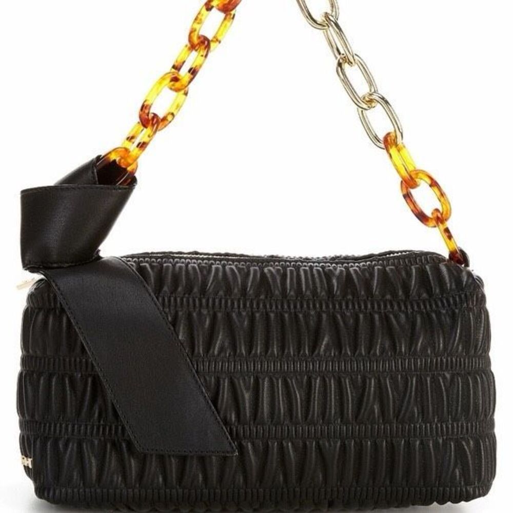 HOUSE OF WANT H.O.W. Women’s Black Ruched Vegan Leather Shoulder Bag